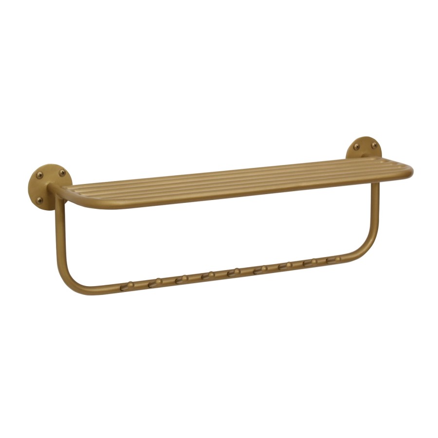 Gold Floating Shelf with 9 Hooks - Martina