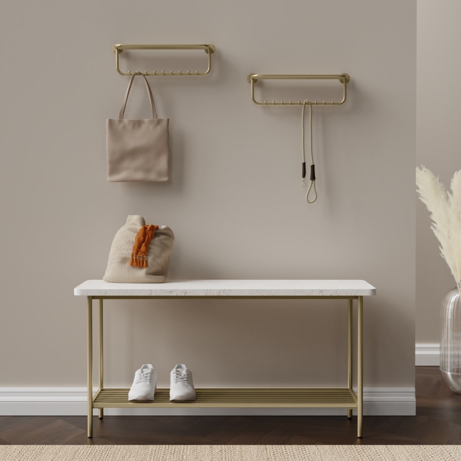 Gold Floating Shelf with 9 Hooks - Martina
