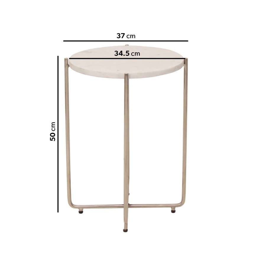 GRADE A1 - Marble Side Table with Silver Legs - Martina