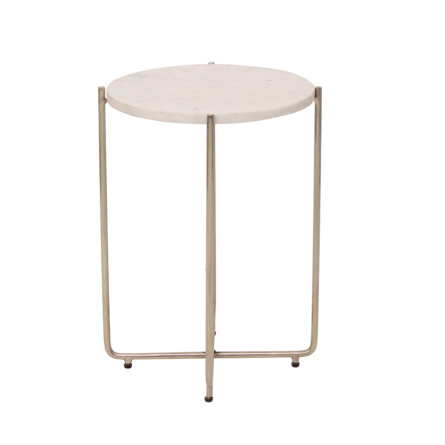 GRADE A1 - Marble Side Table with Silver Legs - Martina