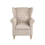 Beige Woven Fabric Wingback Armchair - Martha