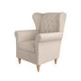 Beige Woven Fabric Wingback Armchair - Martha