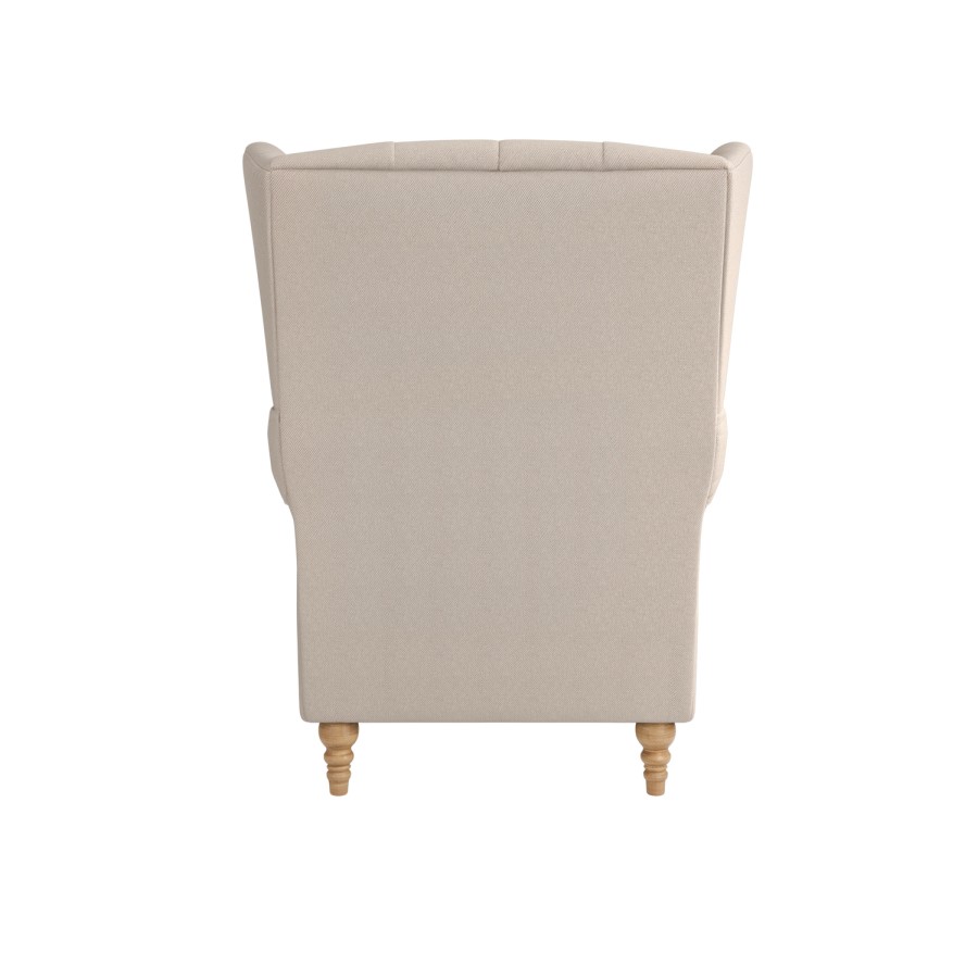 Beige Woven Fabric Wingback Armchair - Martha