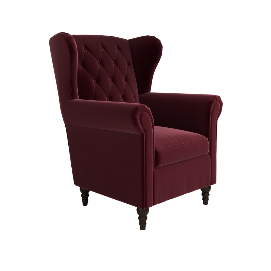 Burgundy Velvet Wingback Armchair - Martha