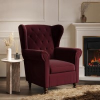 Burgundy Velvet Wingback Armchair - Martha