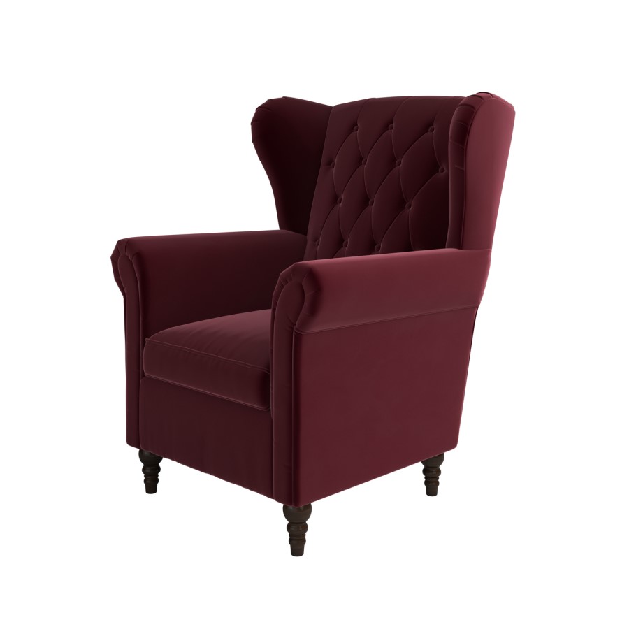 Burgundy Velvet Wingback Armchair - Martha