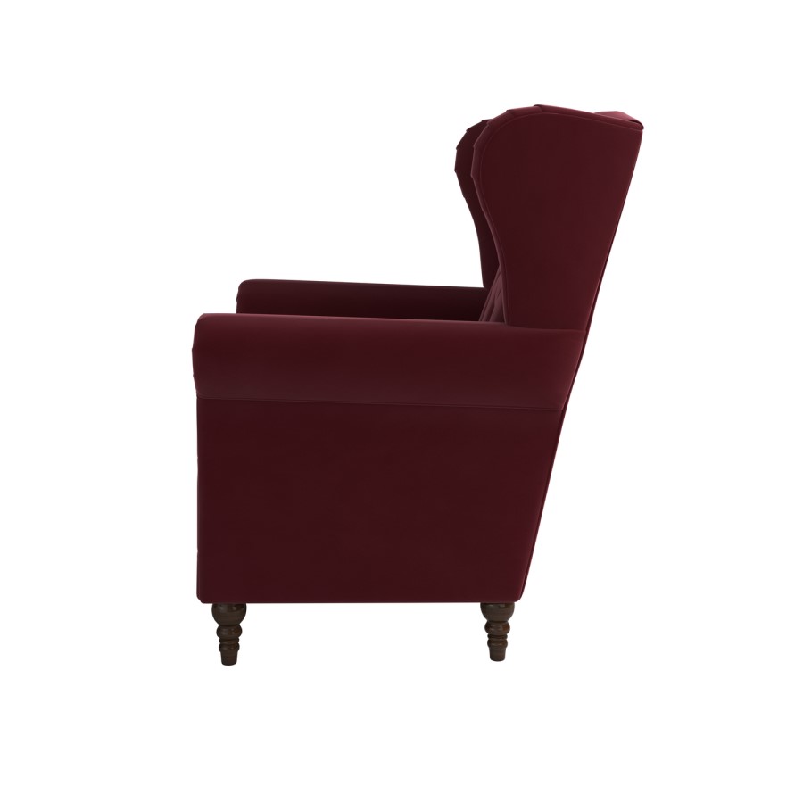 Burgundy Velvet Wingback Armchair - Martha