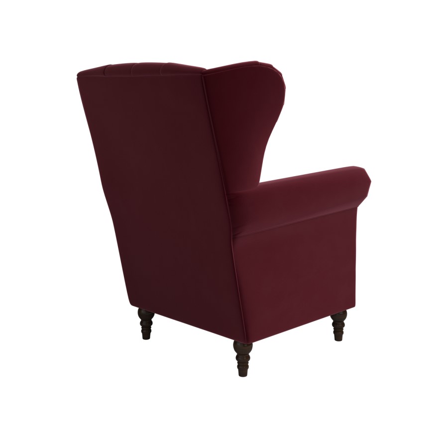 Burgundy Velvet Wingback Armchair - Martha
