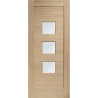 External Oak Double Glazed Turin Door with Frosted Glass - Unfinished, 2032 x 813 x 44 mm