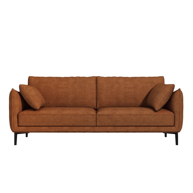 Burnt Orange Cord Fabric 3 Seater Sofa - Maeve