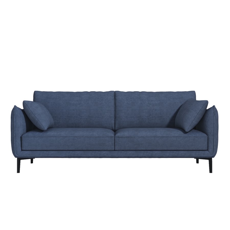 Blue 3 Seater Cord Fabric Sofa - Maeve