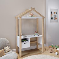 Kids White and Pine House Desk with Storage - Mylo