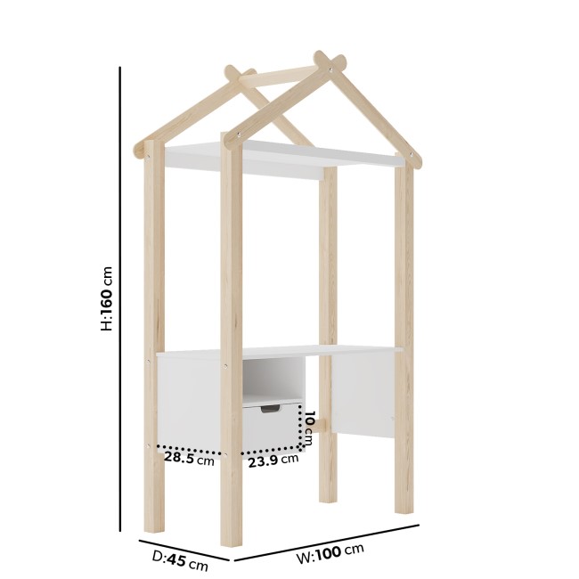 Kids White and Pine House Desk with Storage - Mylo
