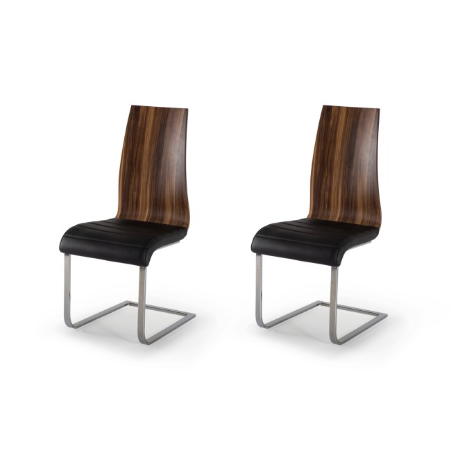 Wilkinson Furniture Pair of Messina Dining Chairs in Walnut and Black 