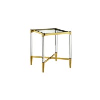 Square Glass Lamp Table with Gold Frame - Marissa