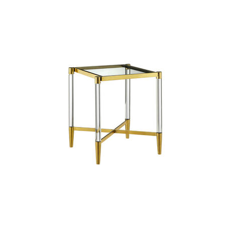 Square Glass Lamp Table with Gold Frame - Marissa