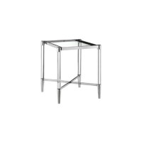 Square Glass Lamp Table with Silver Frame - Marissa