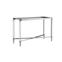 Glass Console Table with Silver Frame - Marissa