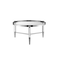 Round Glass Coffee Table with Silver Frame - Marissa