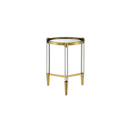 Round Glass Lamp Table with Gold Frame - Marissa