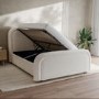 Off-White Boucle Double Ottoman Bed with Curved Headboard - Naomi