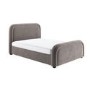 Mink Brown Velvet King Size Ottoman Bed with Curved Headboard - Naomi
