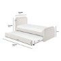 Cream Boucle Single Guest Bed with Trundle and Curved Headboard with 2 Mattresses - Naomi