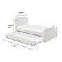 Off-White Boucle Single Guest Bed with Trundle and Curved Headboard - Naomi