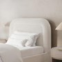 Off-White Boucle Single Guest Bed with Trundle and Curved Headboard - Naomi