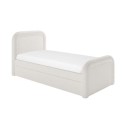 BUN/NAM003/95088 Cream Boucle Single Guest Bed with Trundle and Curved Headboard with 2 Mattresses - Naomi