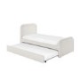 Off-White Boucle Single Guest Bed with Trundle and Curved Headboard - Naomi