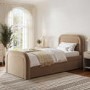 ONLY OPENED - Beige Velvet Single Guest Bed with Trundle and Curved Headboard - Naomi