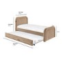 Beige Velvet Single Guest Bed with Trundle and Curved Headboard - Naomi