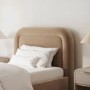 ONLY OPENED - Beige Velvet Single Guest Bed with Trundle and Curved Headboard - Naomi
