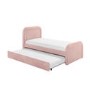 Pink Velvet Single Guest Bed with Trundle and Curved Headboard - Naomi