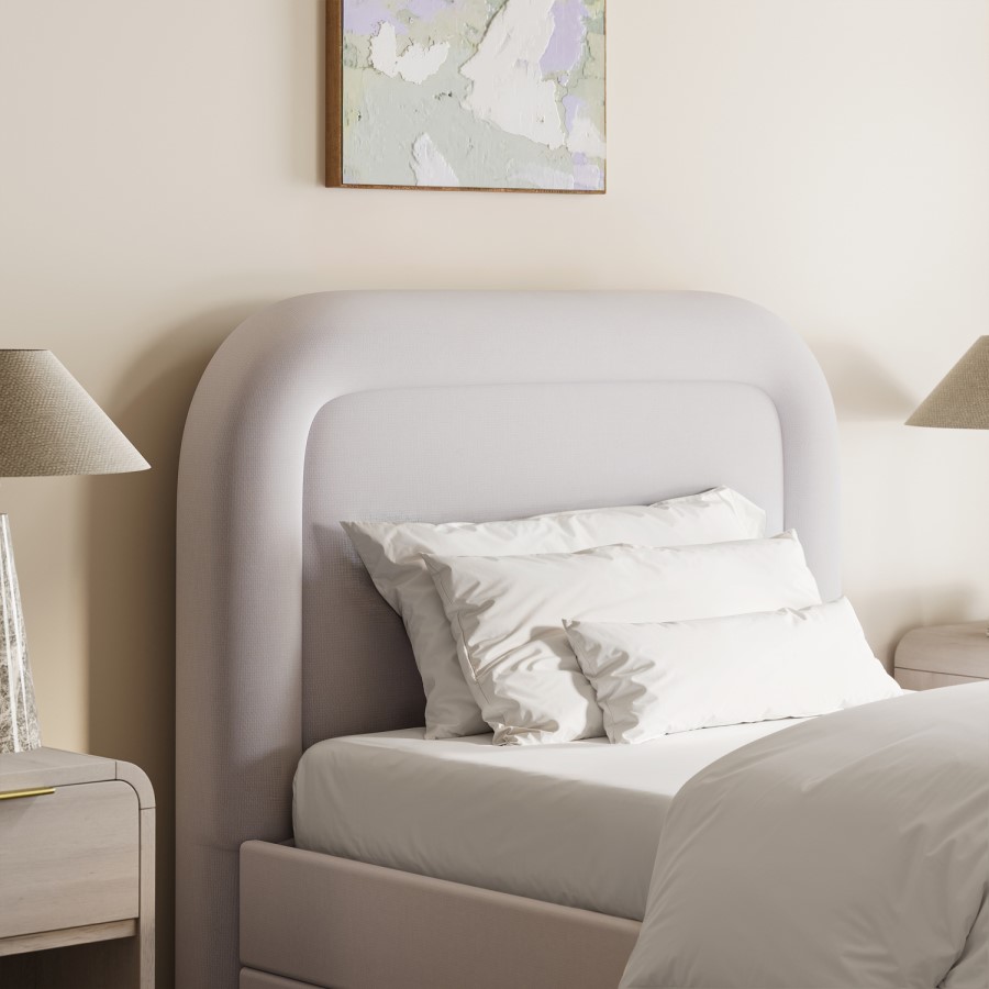 Lilac Upholstered Single Guest Bed with Trundle and Curved Headboard - Naomi