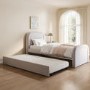 Lilac Upholstered Single Guest Bed with Trundle and Curved Headboard - Naomi