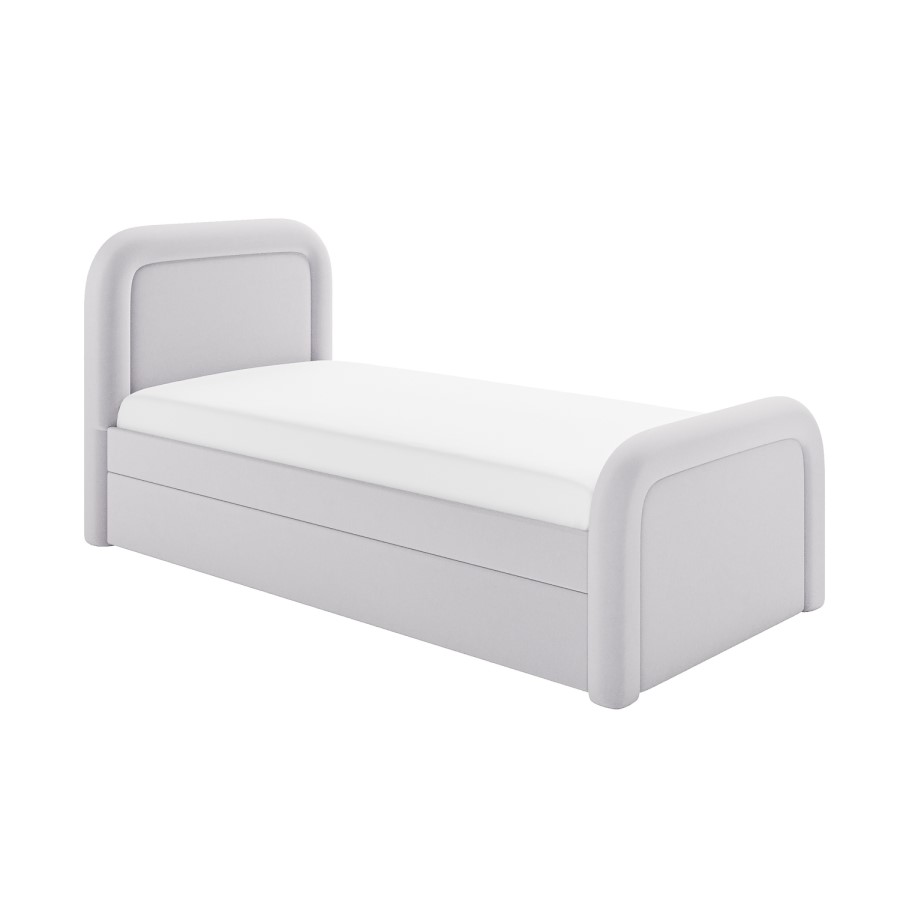 Lilac Upholstered Single Guest Bed with Trundle and Curved Headboard - Naomi