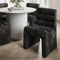 Black Velvet Ribbed Dining Chair - Nami