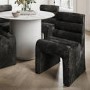 Black Velvet Ribbed Dining Chair - Nami