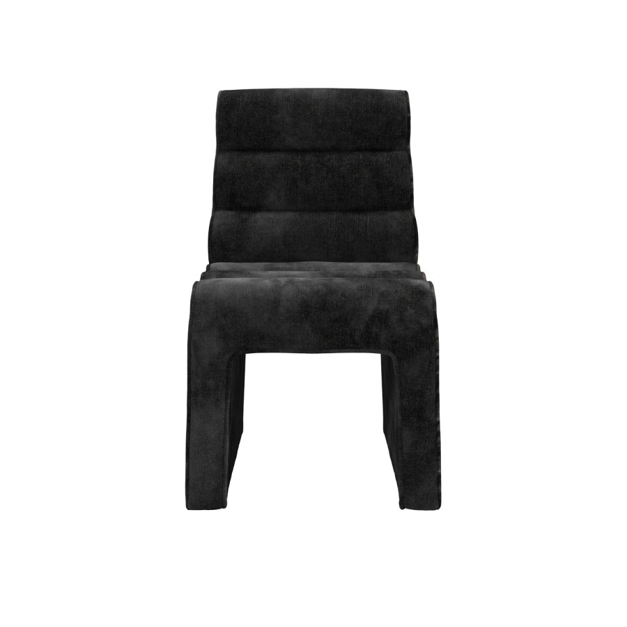 Black Velvet Ribbed Dining Chair - Nami