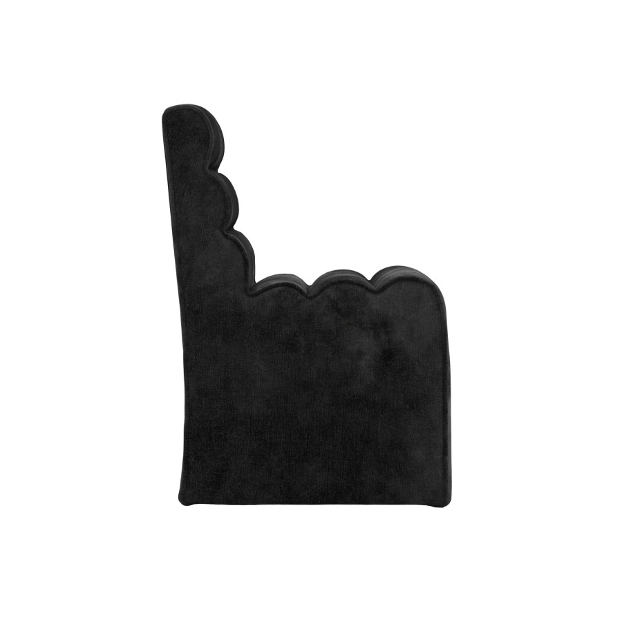 Black Velvet Ribbed Dining Chair - Nami