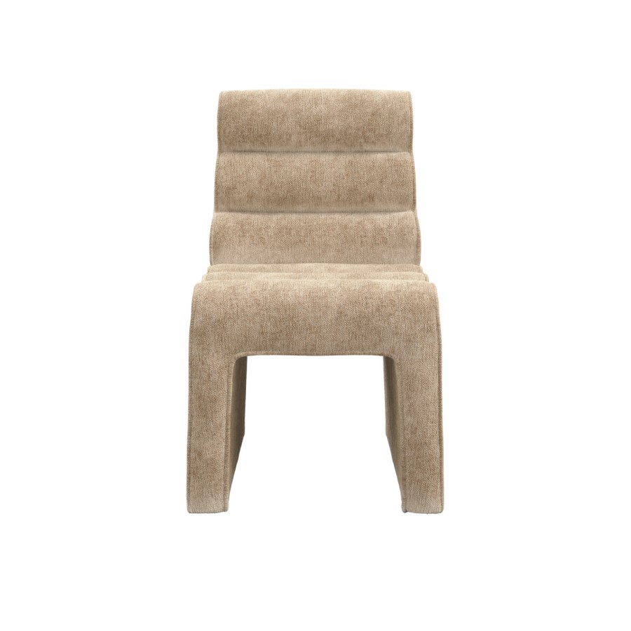 Beige Velvet Ribbed Dining Chair - Nami