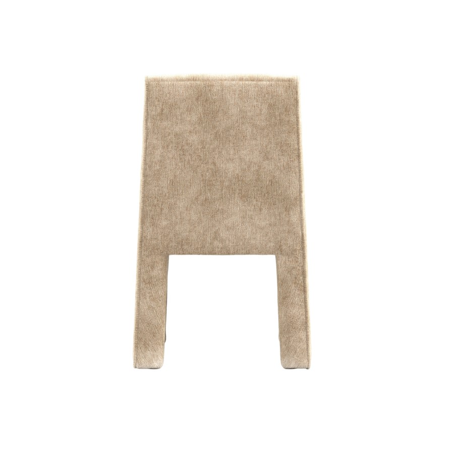 Beige Velvet Ribbed Dining Chair - Nami