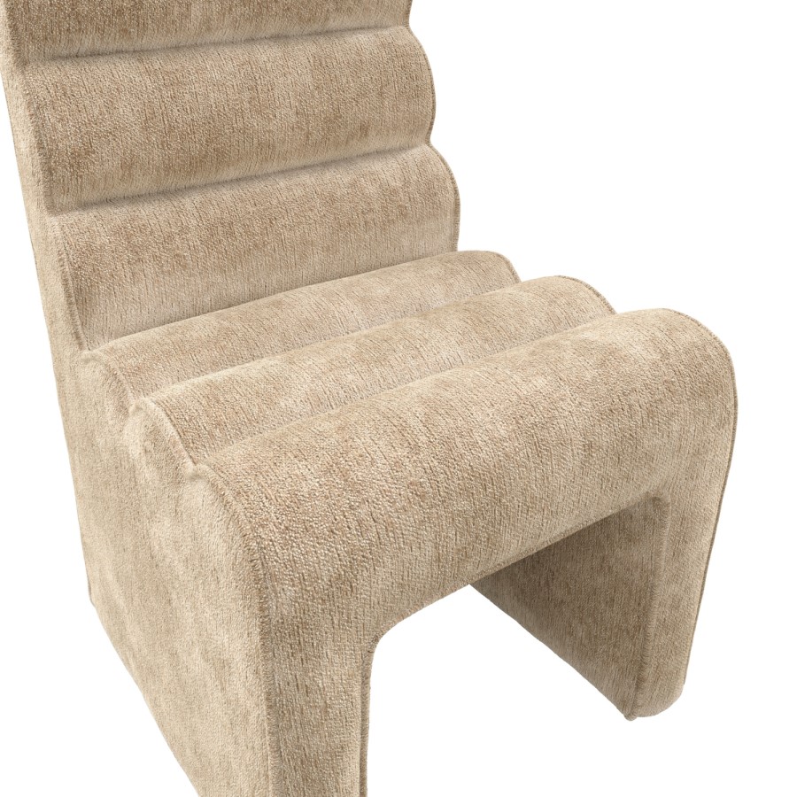 Beige Velvet Ribbed Dining Chair - Nami