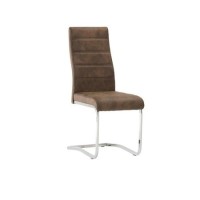 Naples Cantilever Dining Chair in Faux Brown Antique Leather 