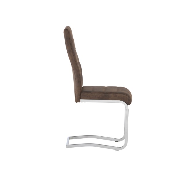 Naples Cantilever Dining Chair in Faux Brown Antique Leather 