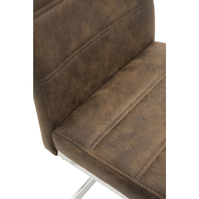 Naples Cantilever Dining Chair in Faux Brown Antique Leather 