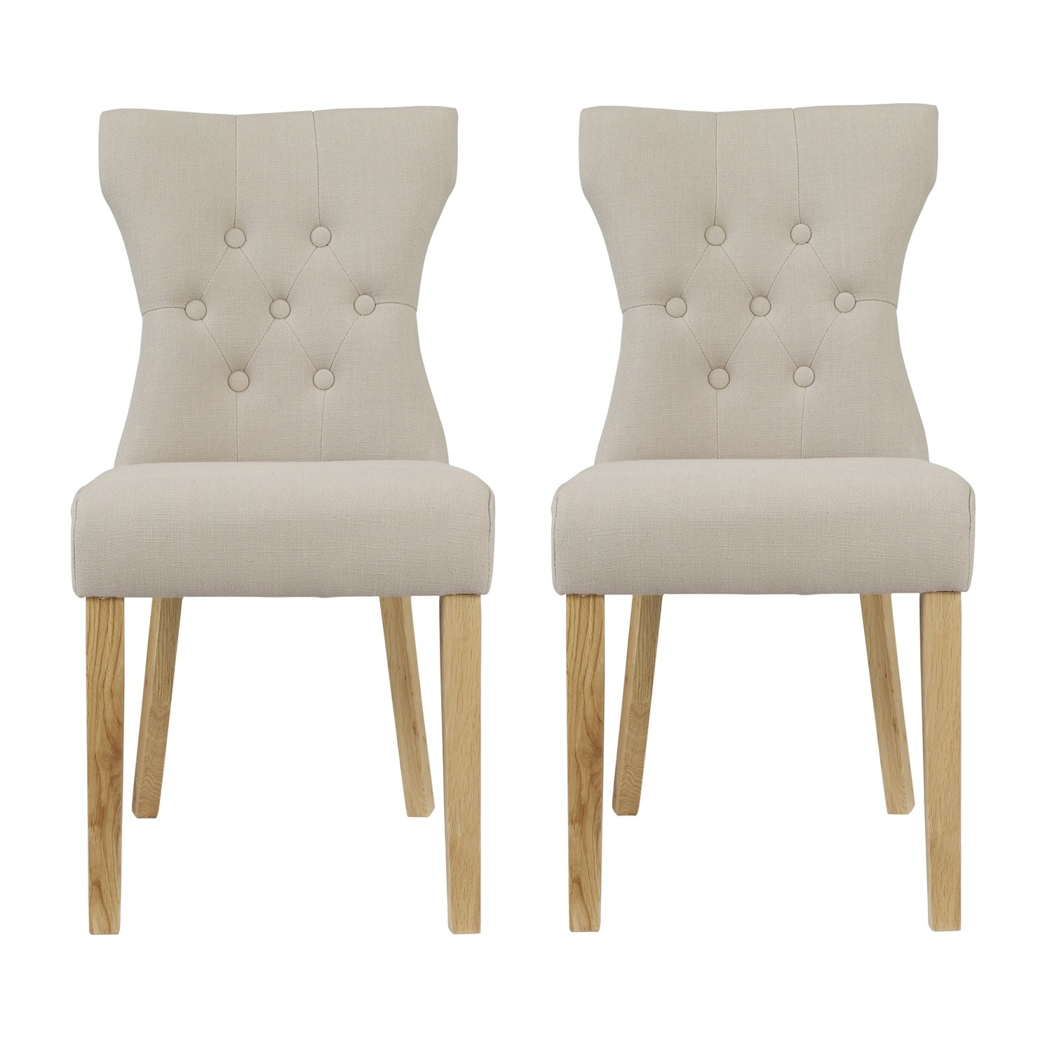 Photo of Set of 2 beige fabric dining chairs - naples