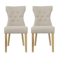Set of 2 Beige Fabric Dining Chairs - Naples